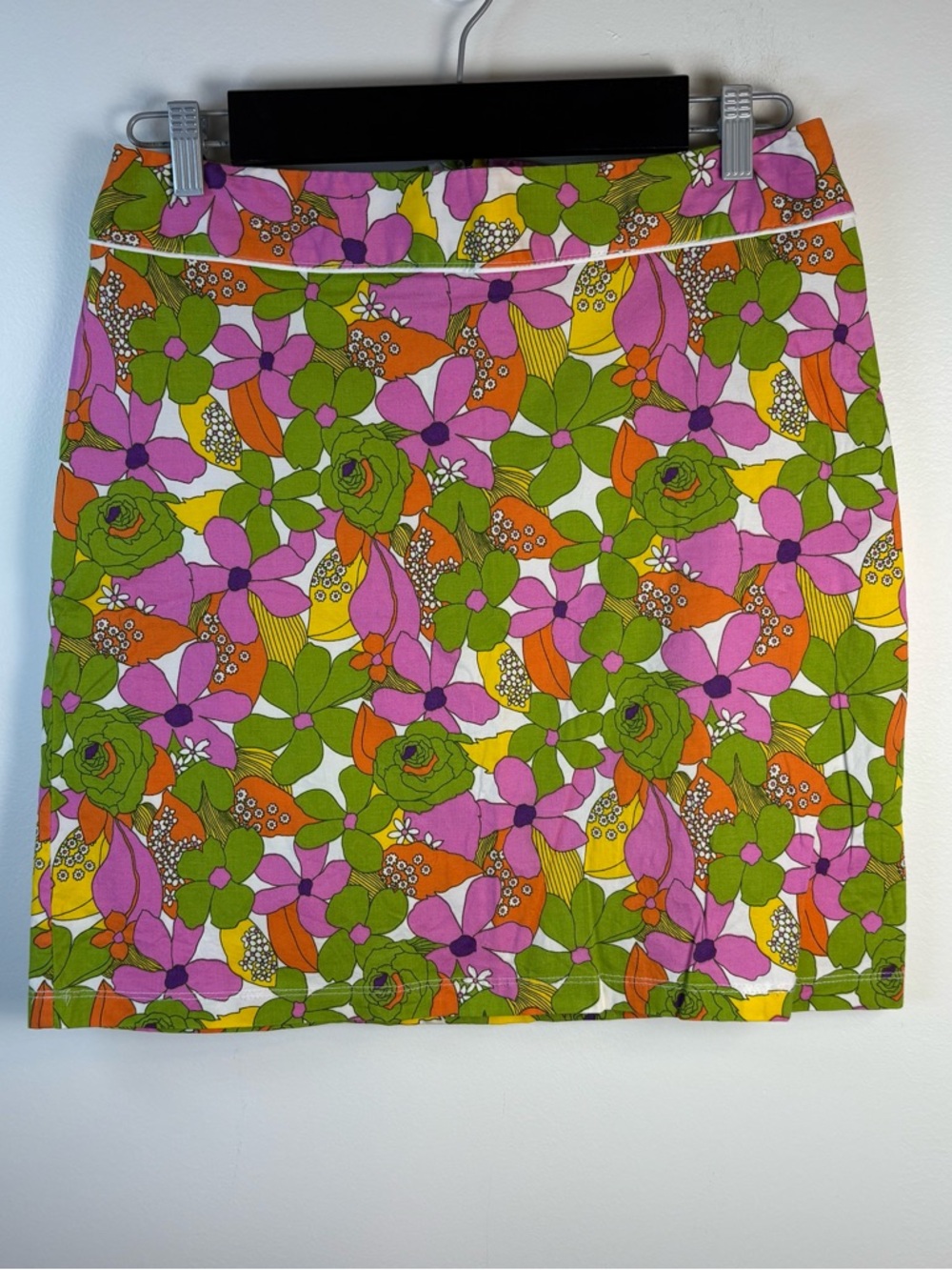 Simons Twik Women’s Green Pink Floral A-Line Skirt Size 11-12 Retro, Bohemian